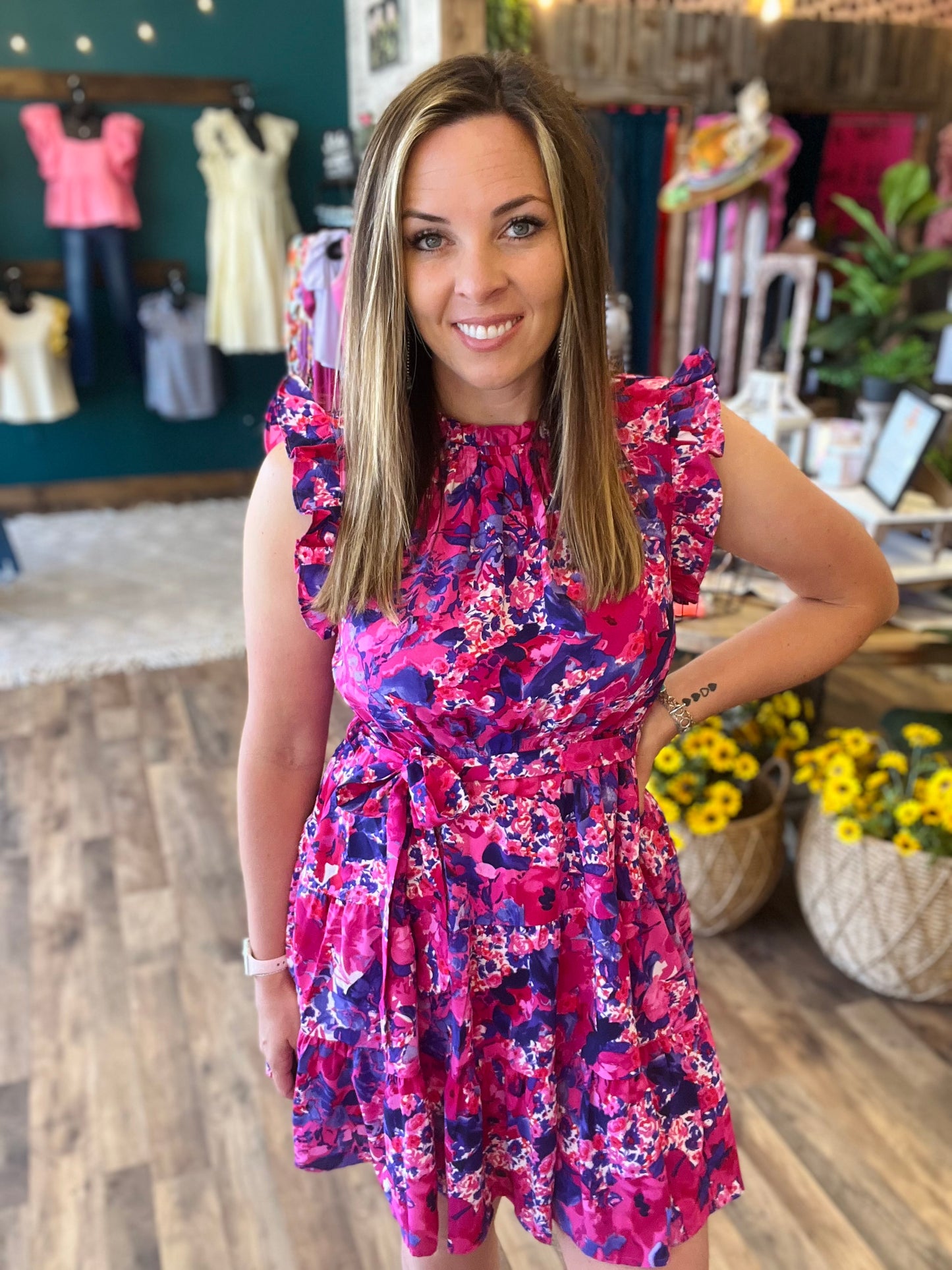 Purple & Pink Floral Dress