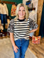 Black & White Stripe Floral Bubble Top