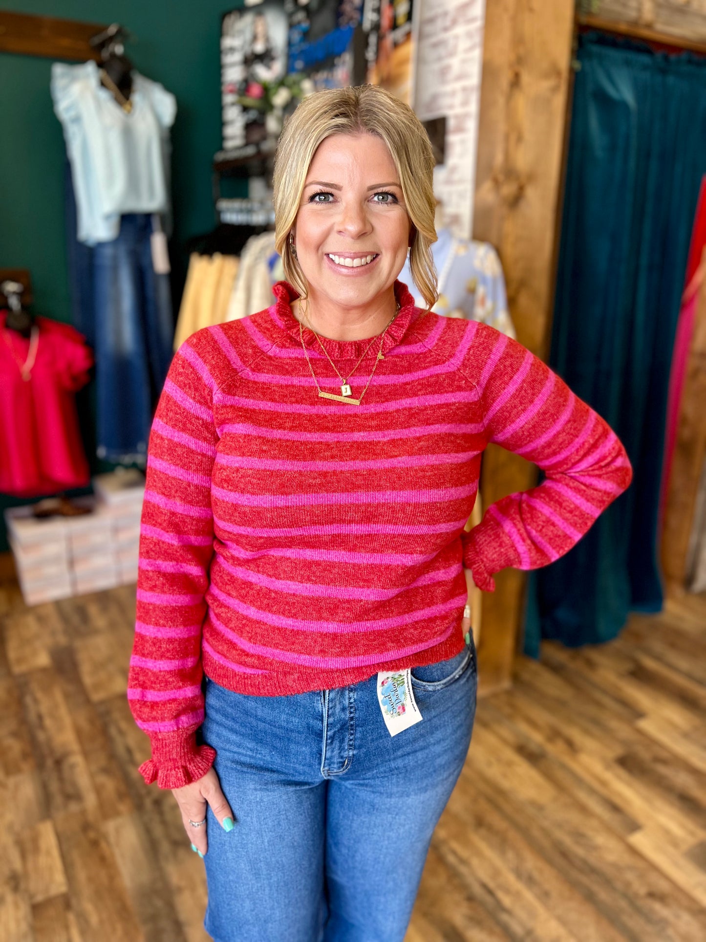 Ruffle Stripe Sweater