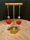 Red Rhinestone Heart Drop Earring