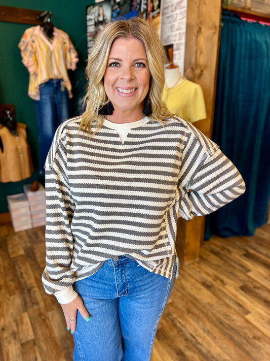 Stripe Waffle Top