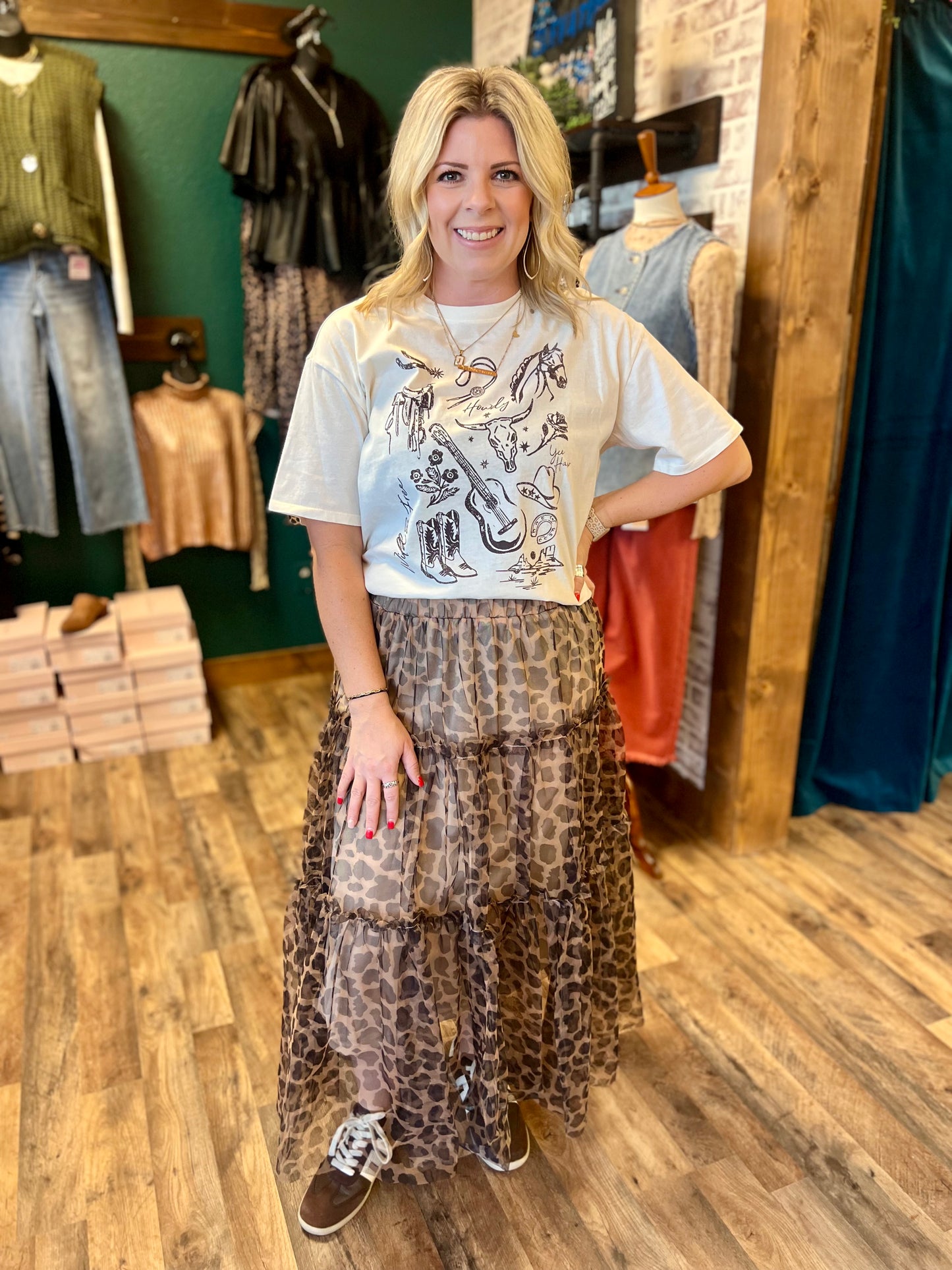 Leopard Chiffon Skirt