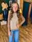 Stripe & Rib Mix Mock Neck Top