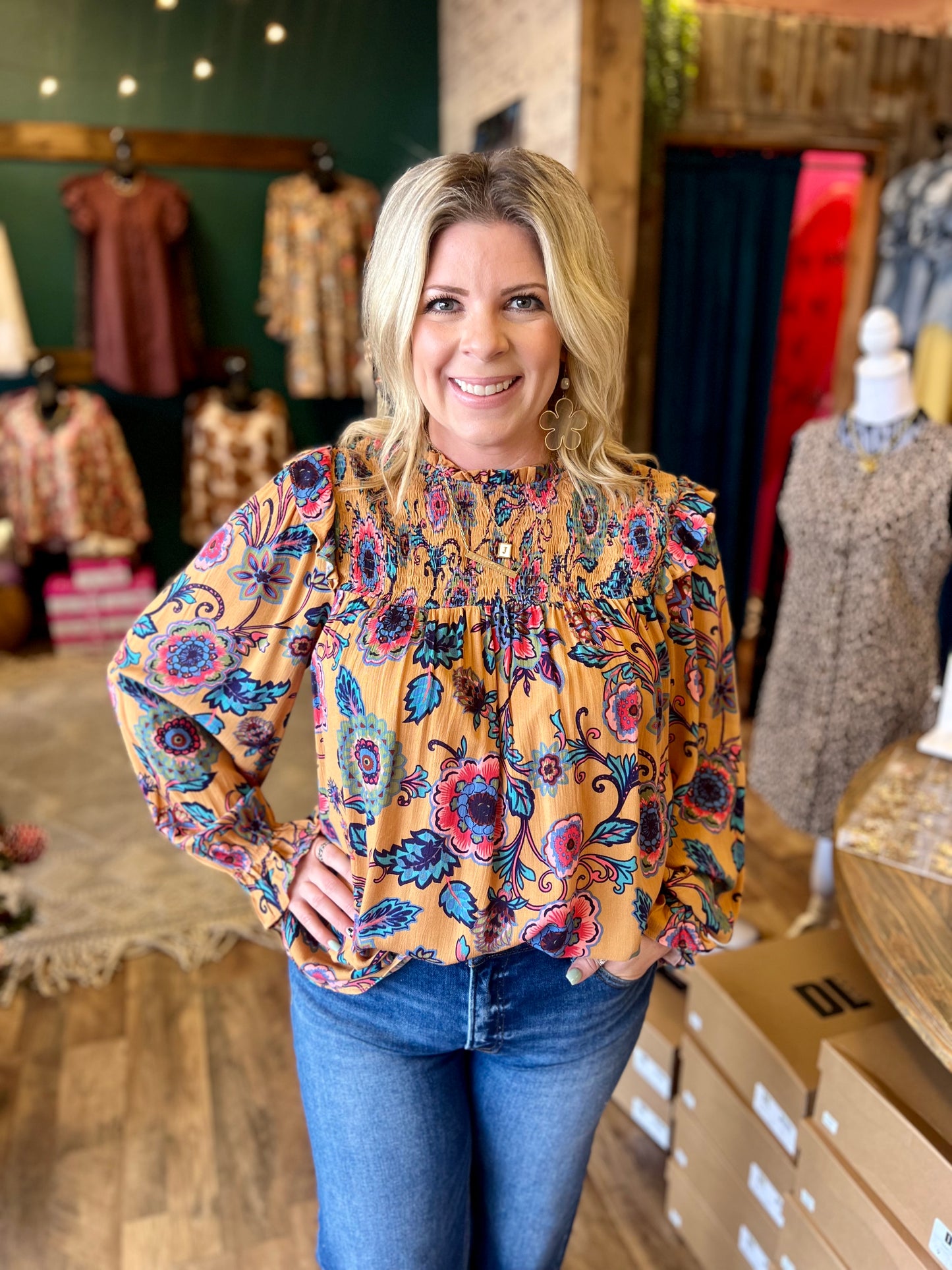Mustard Floral Top