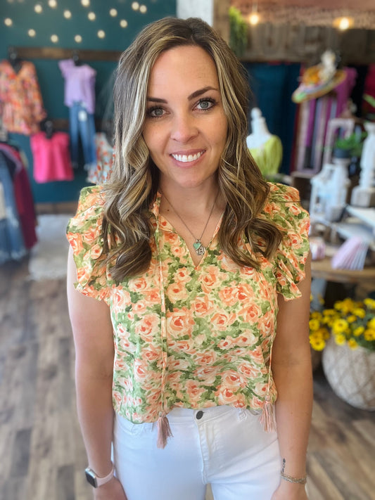 Peach Floral Top