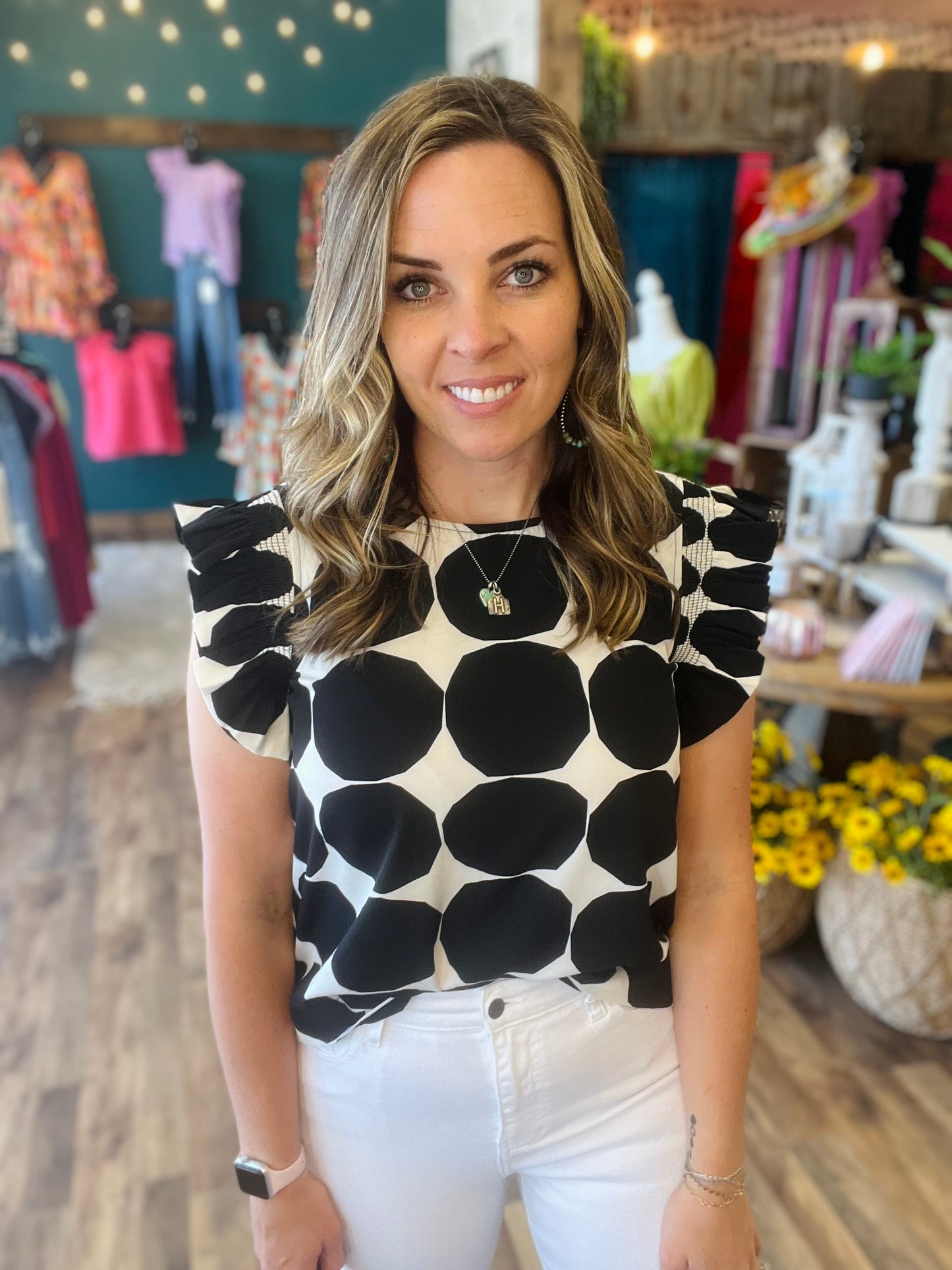 Black Polka Dot Top