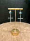 Pearl Cross Diamond Drop Earring