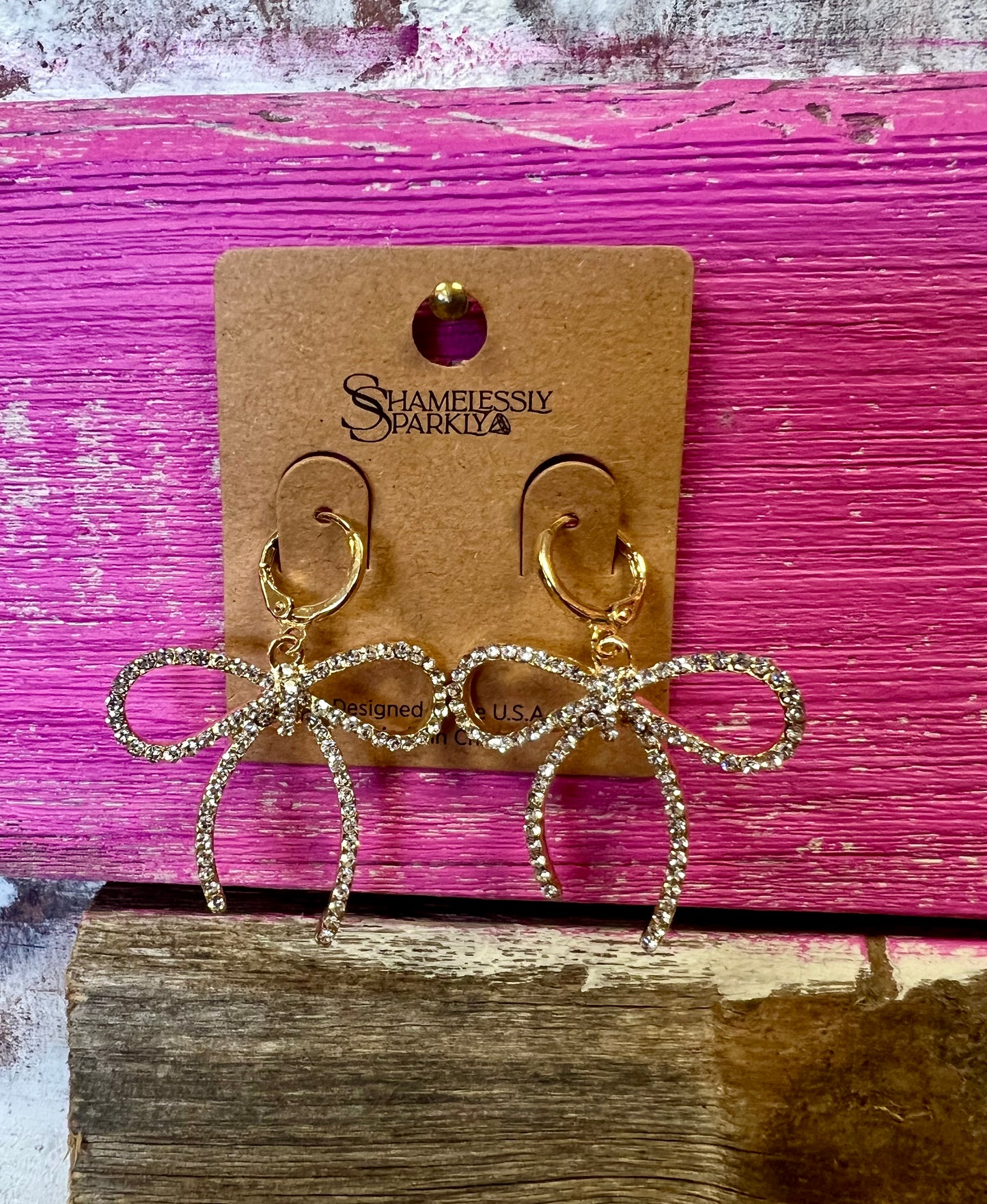 Gold Diamond Bow Knot Earring