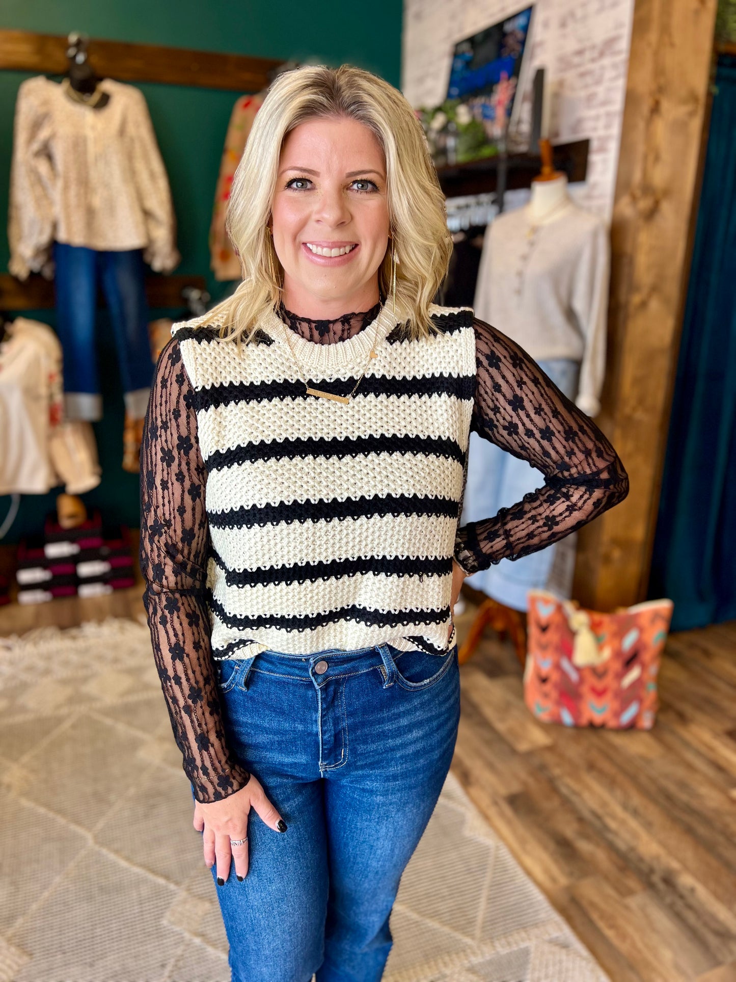 Chunky Stripe Sweater Top
