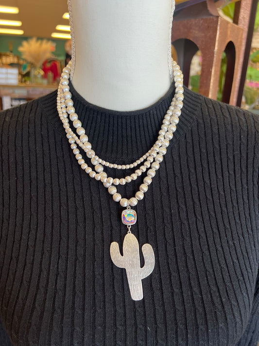 Silver Cactus Necklace