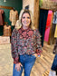 Two Tone Floral Button Up Top