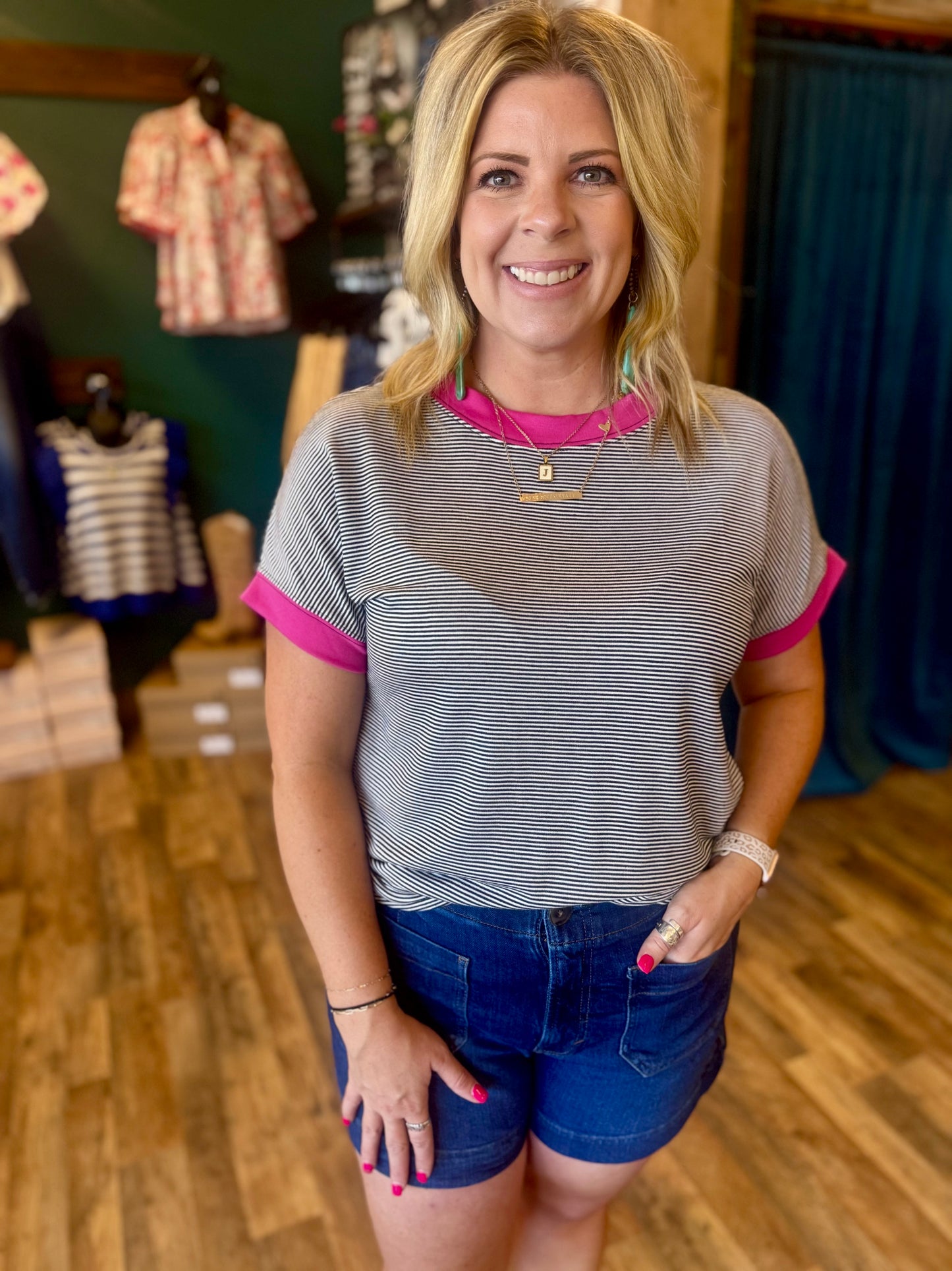 Two Toned Subtle Stripe Top