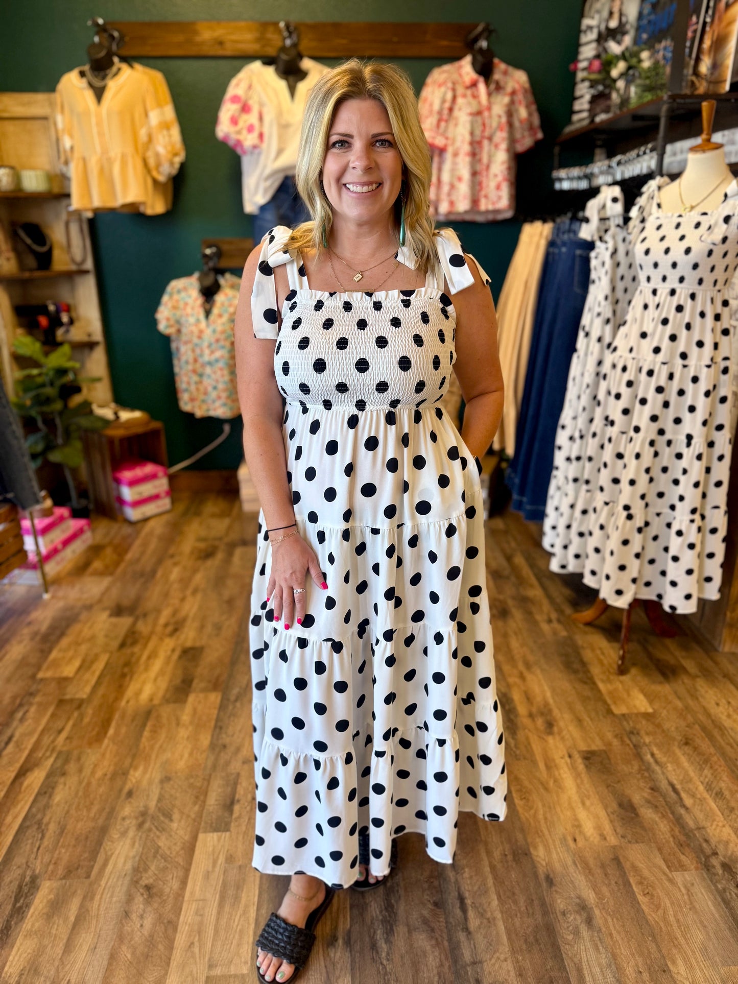 White & Black Polka Dot Maxi