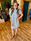 Washed Denim Floral Print Dress