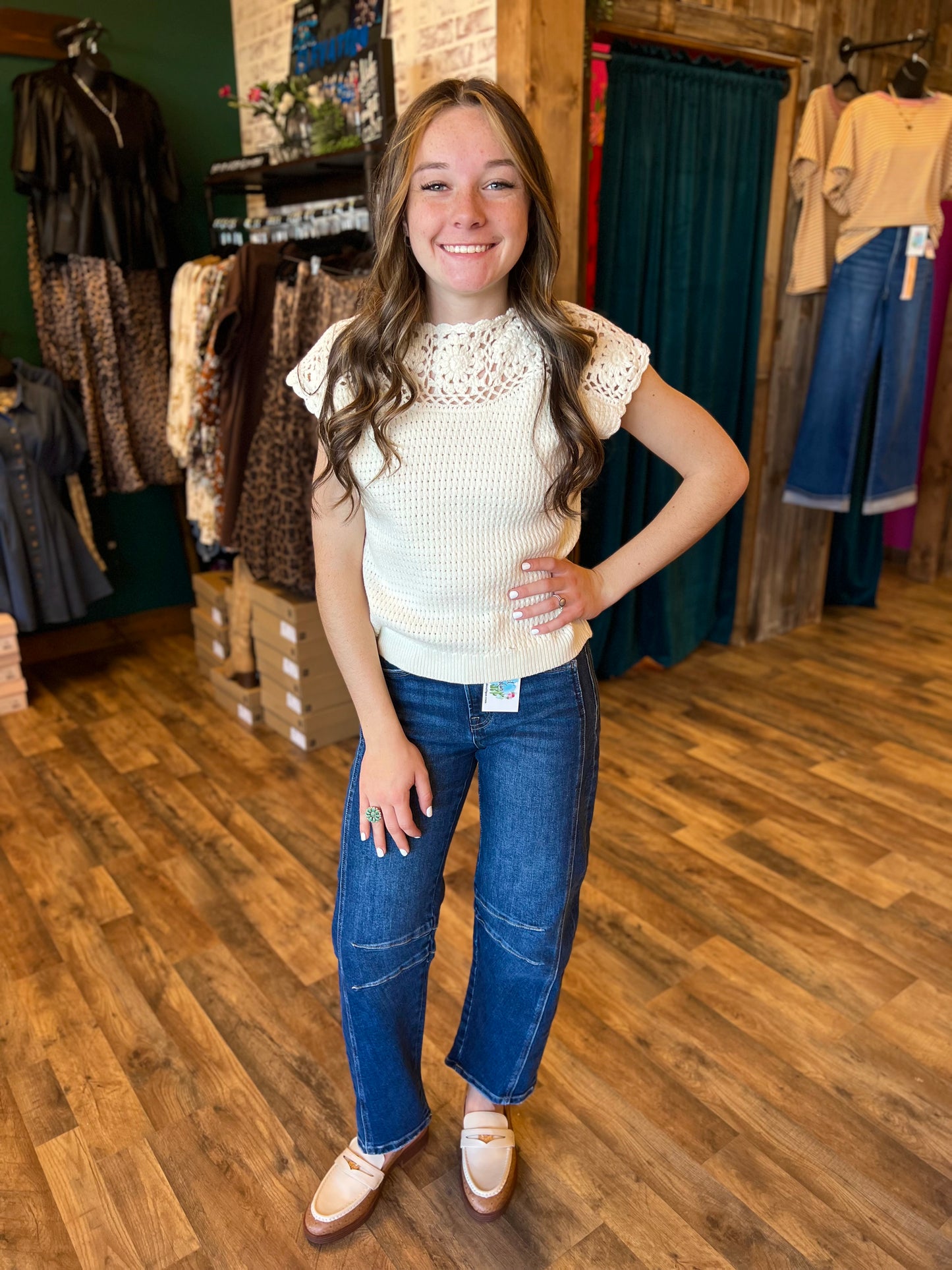 Cream Crochet Sleeveless Top