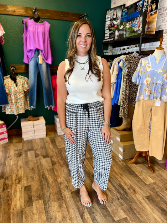 Checkered Knit Pant