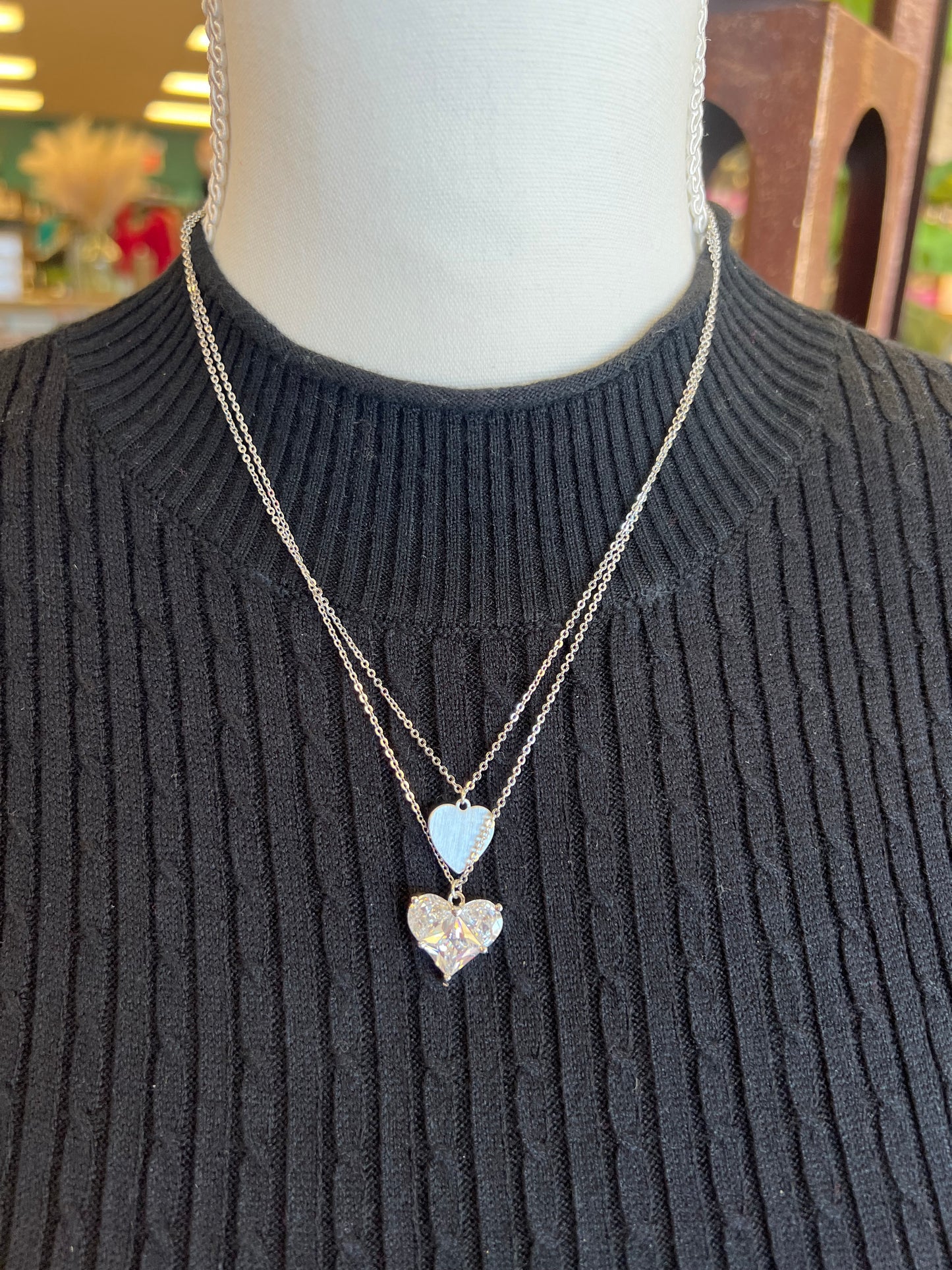 Silver Double Heart Necklace