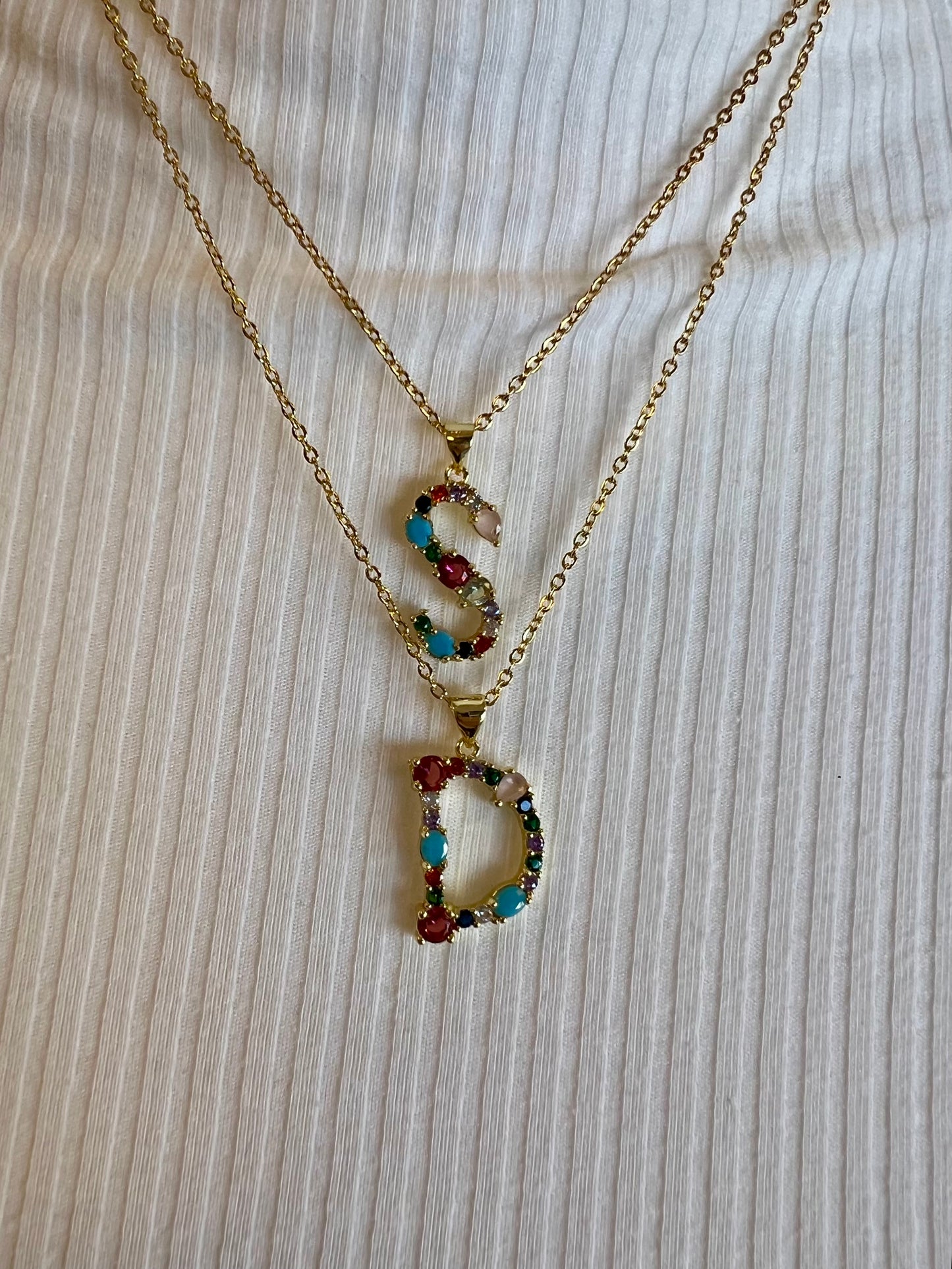 Multi Stone Initial Necklace