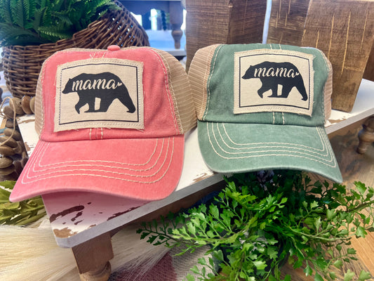 Mama Bear Canvas Patch Baseball Hat