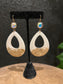 Large Cream & Gold Teardrop Earring