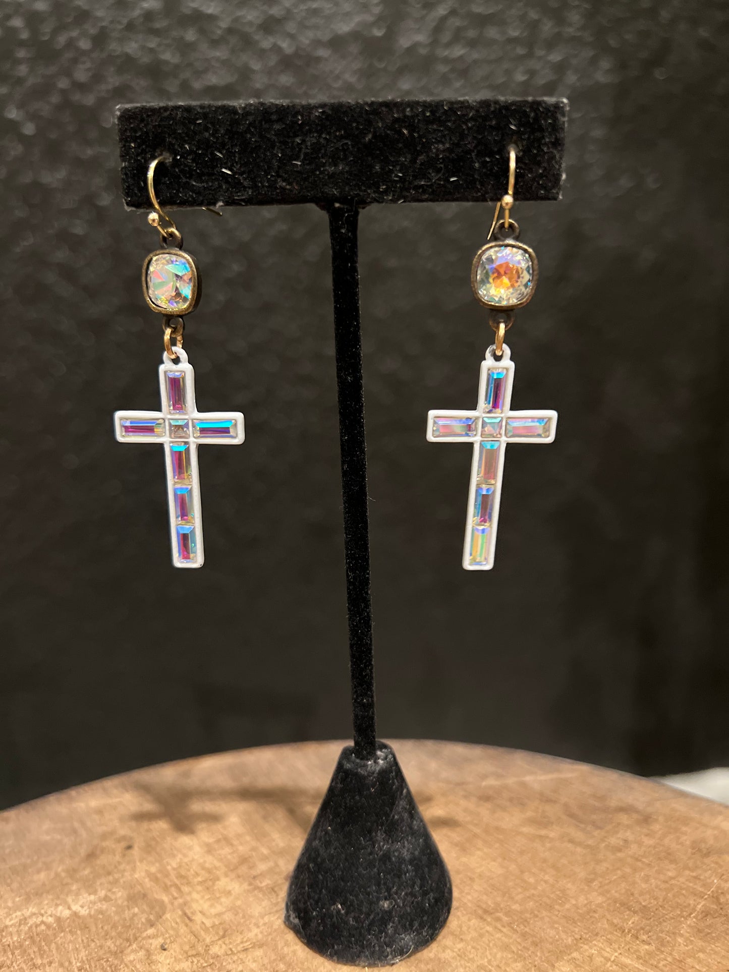 White Cross Dangle Earring