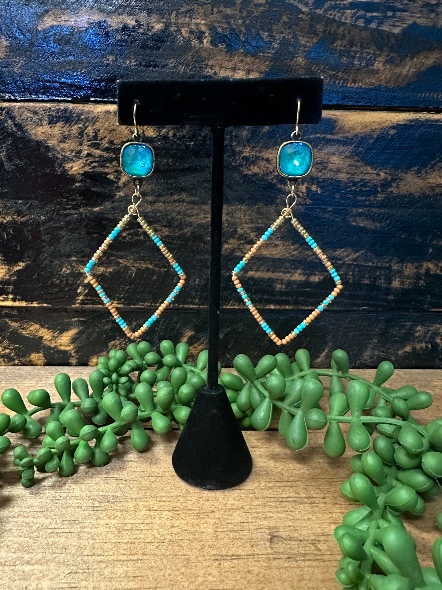 Blue Beaded Earrings