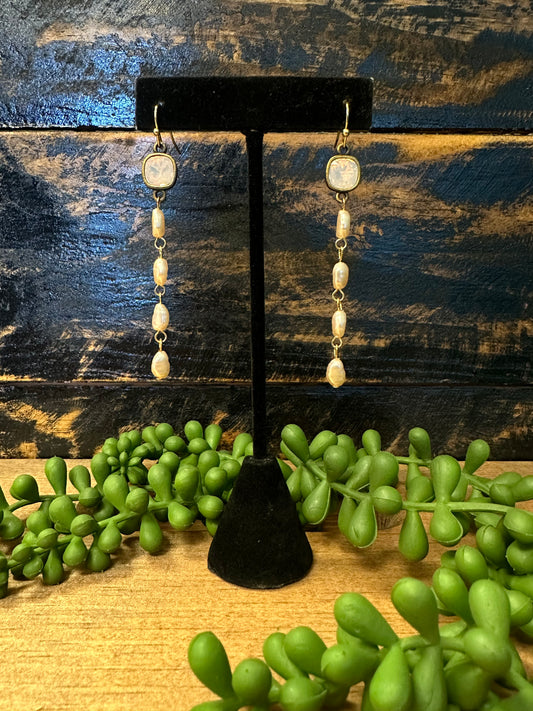 Pink Pearl and Crystal Earrings