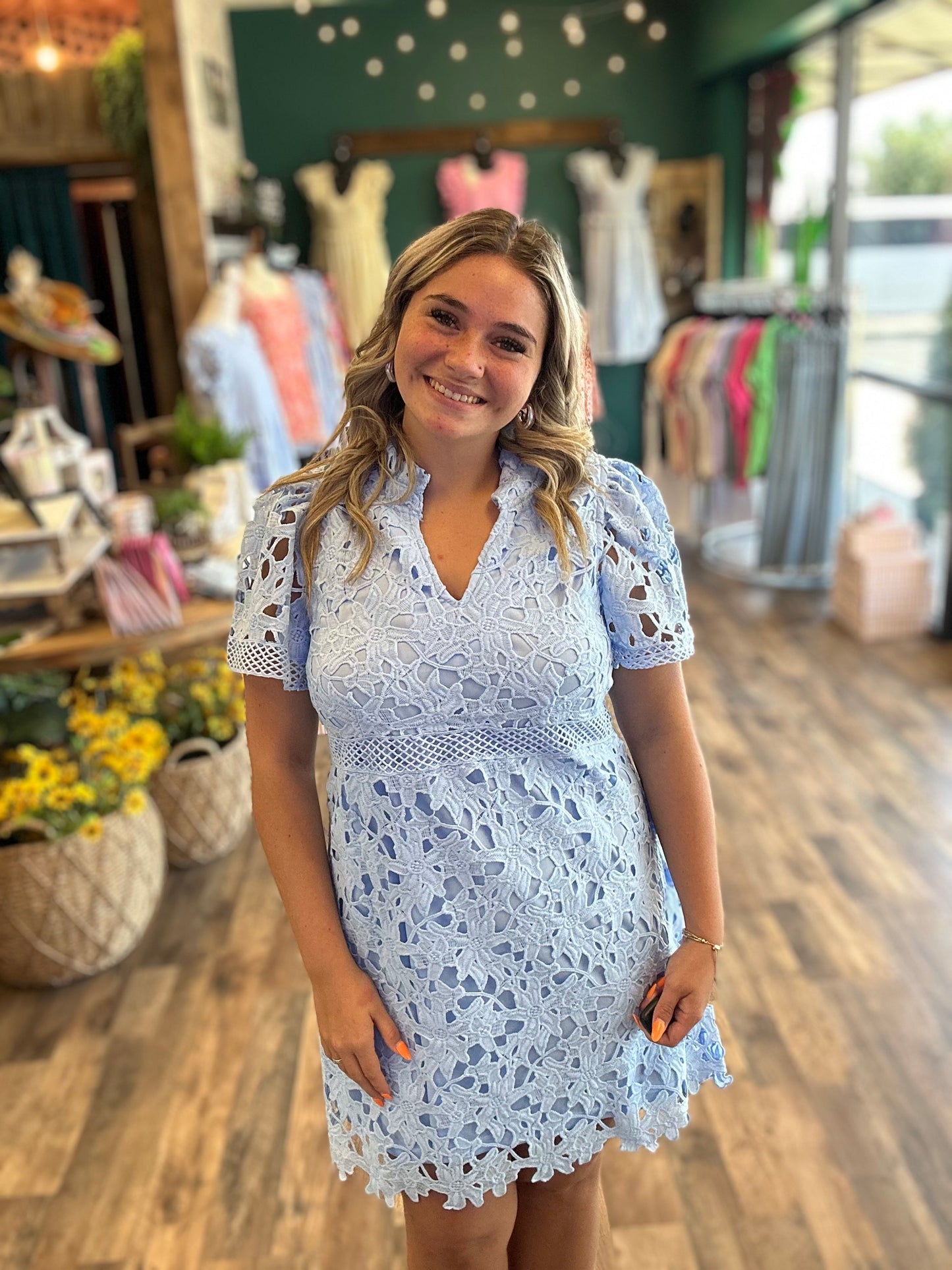 Blue Crochet Dress