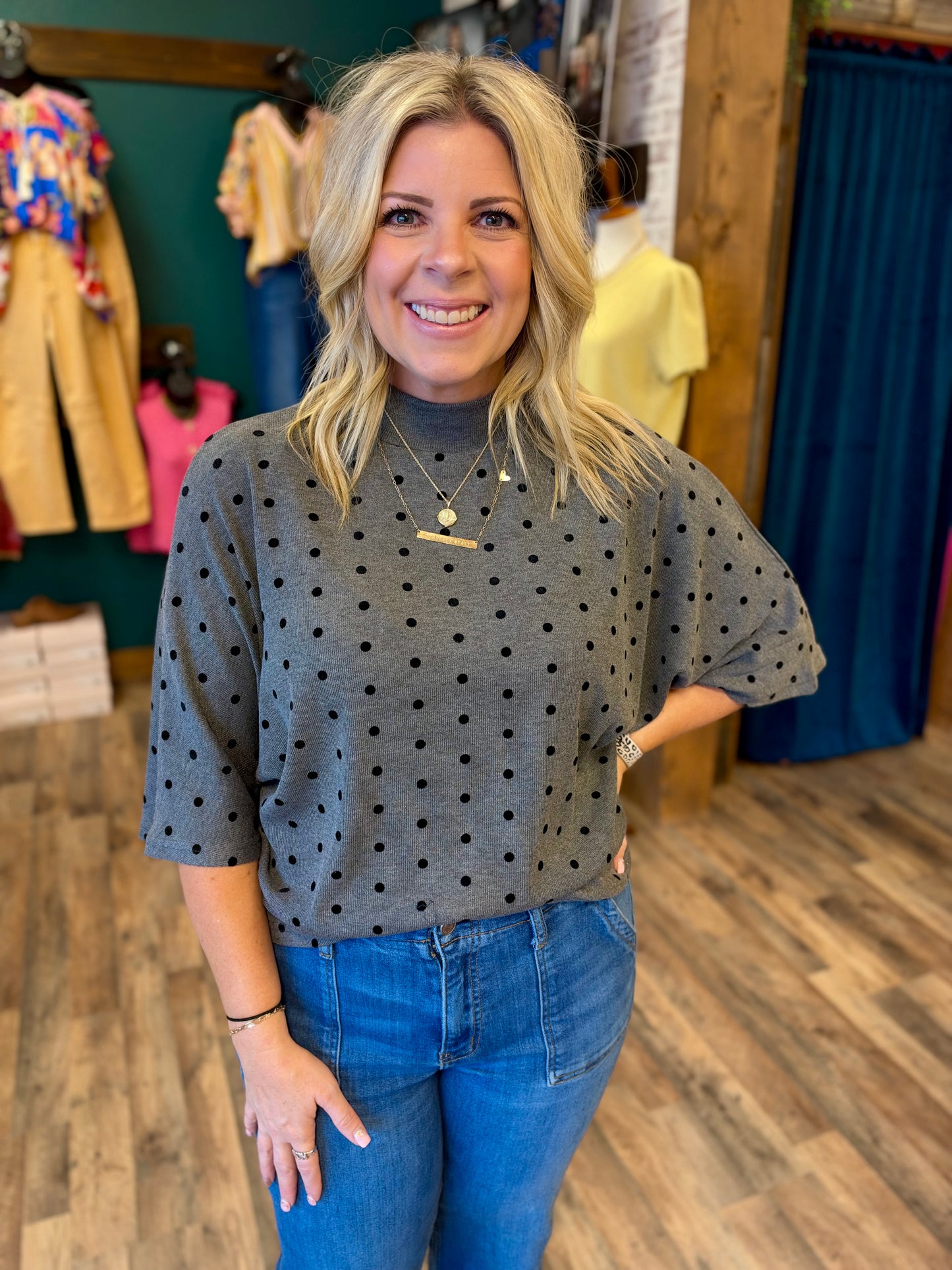 Polka Dot Dolman Top