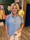 Stone Wash Denim Button Down Top