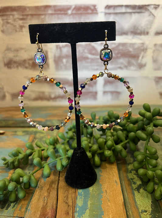 Multi Beaded Hoop Earring