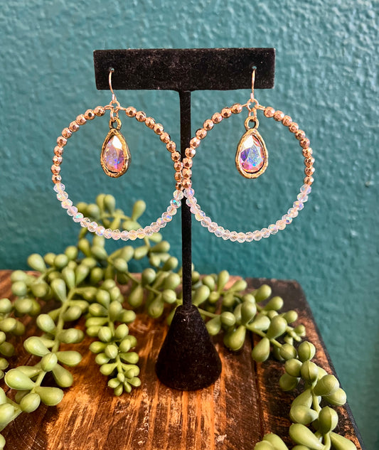 Gold & Crystal Beaded Hoops