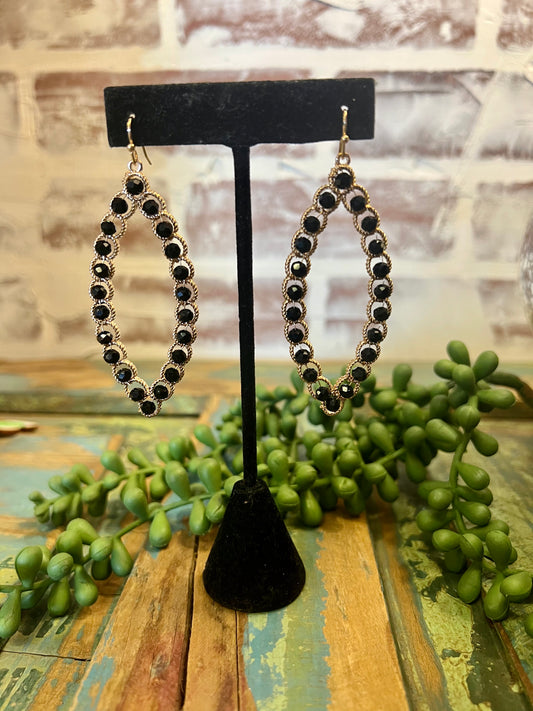 Black Oval Drop Earrings