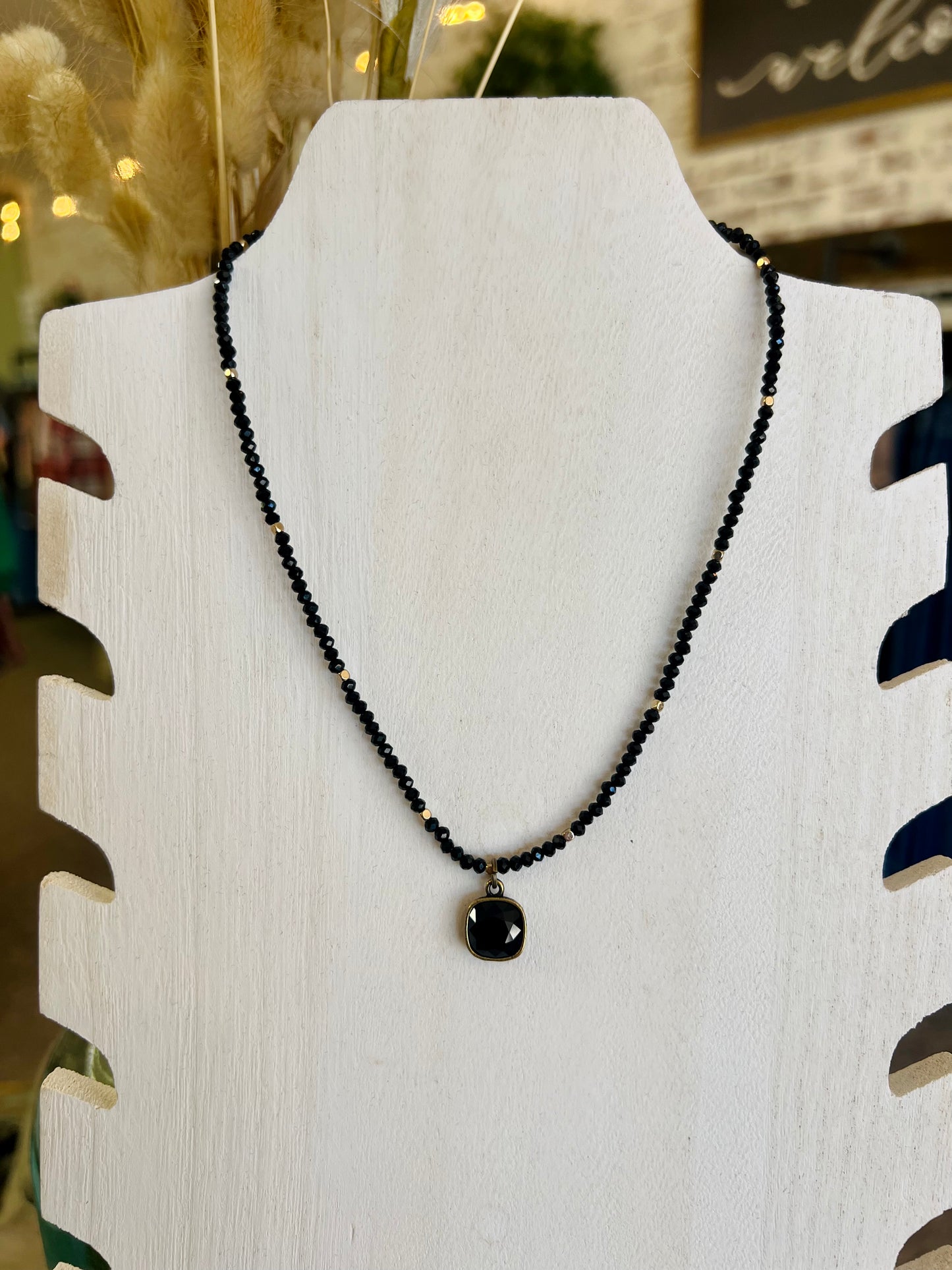 Black Mini Stone Necklace