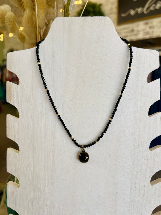 Black Mini Stone Necklace