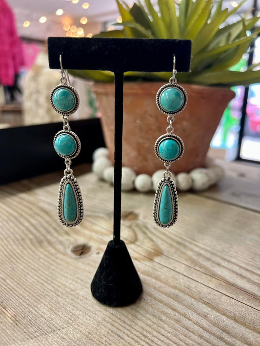 Triple Turquoise Drop Earring