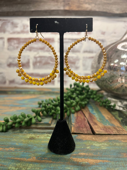 Mustard Crystal Hoop Earrings