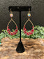 Red Seed Bead Wrapped Teardrop Earring