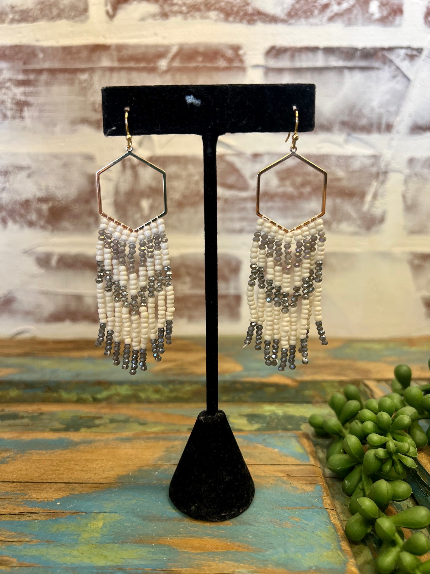 Hexagon Seed Bead Earrings