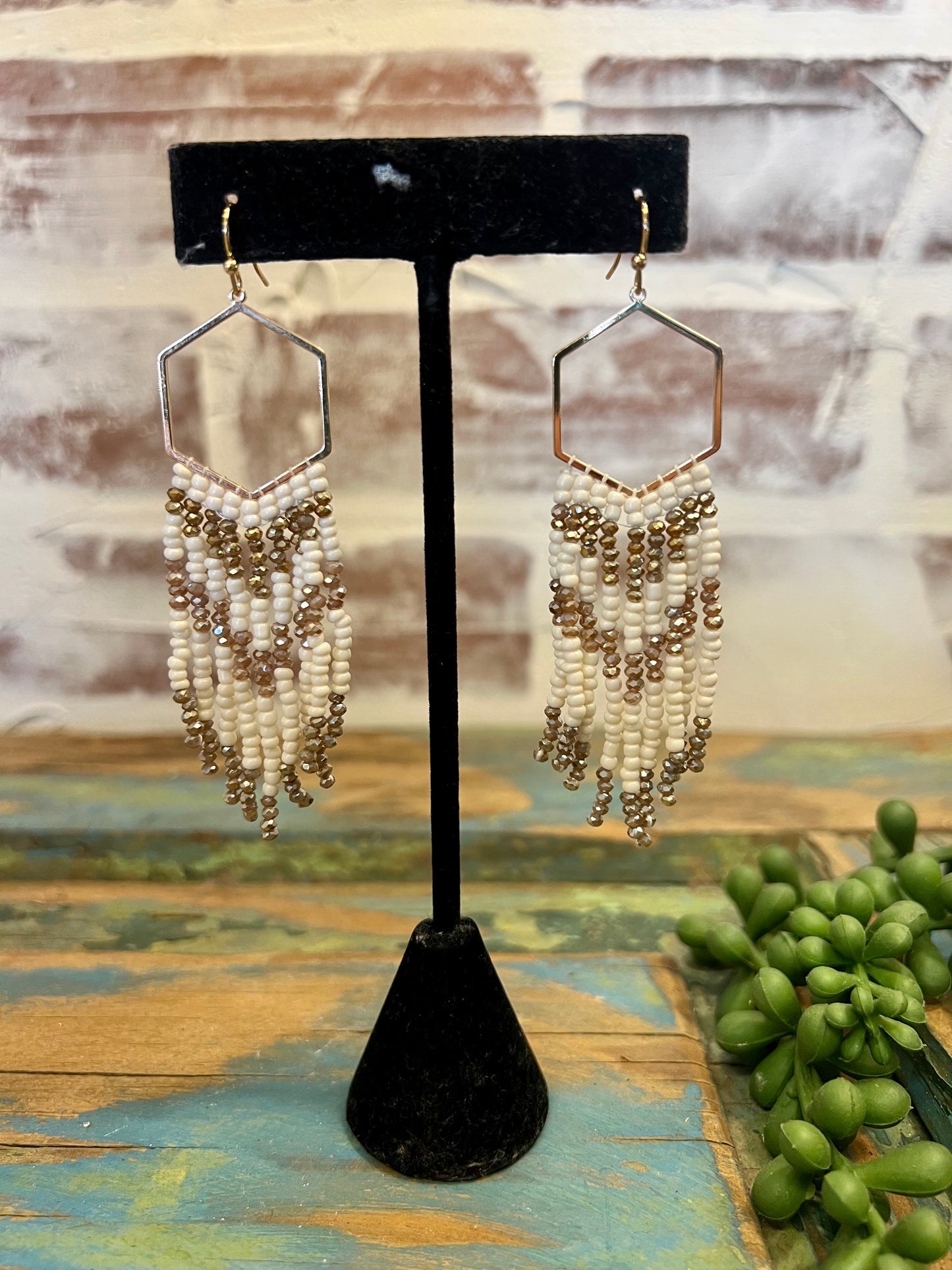 Hexagon Seed Bead Earrings