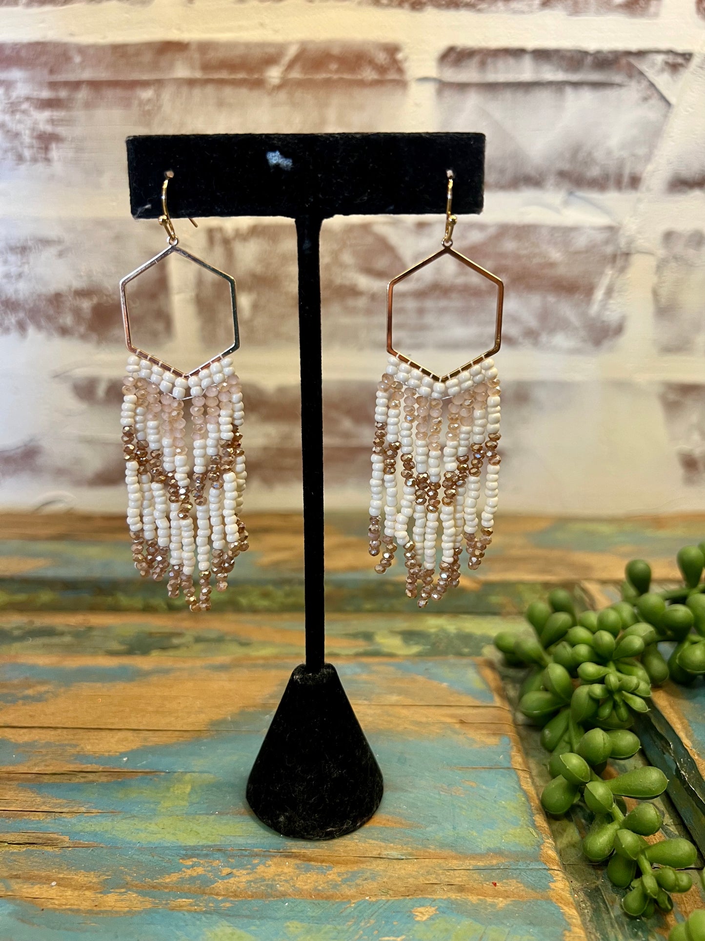 Hexagon Seed Bead Earrings