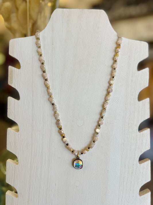 Iridescent Drop Necklace