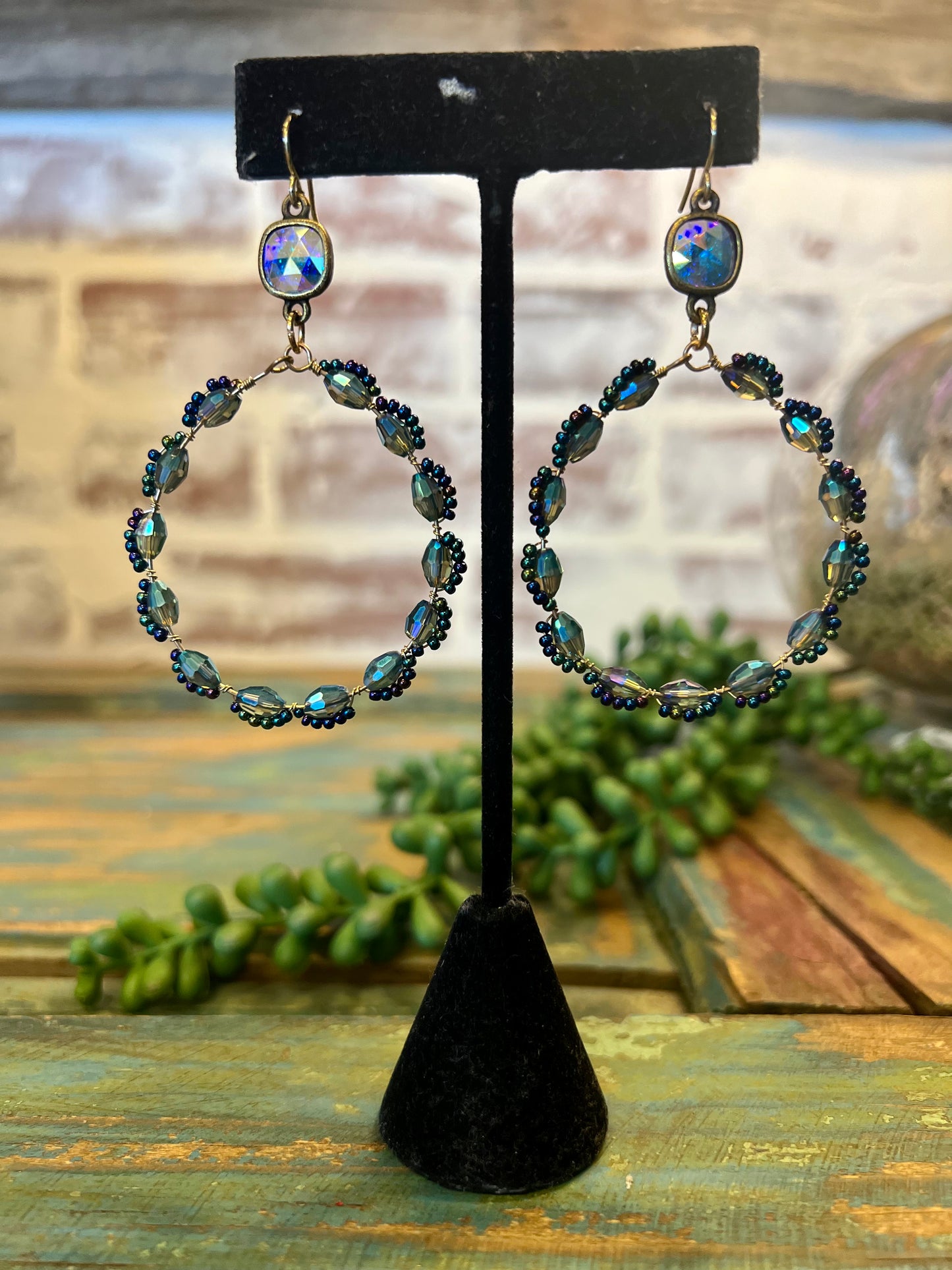 Teal Seed Bead Earring