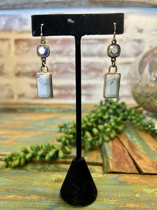 Dainty White Stone Drop Earrings