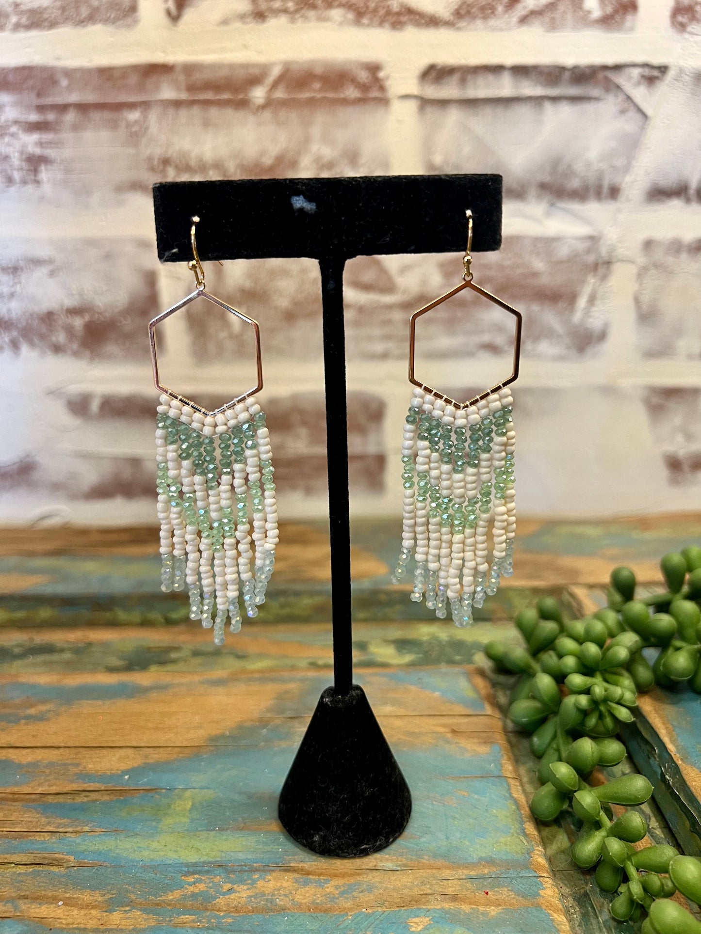 Hexagon Seed Bead Earrings