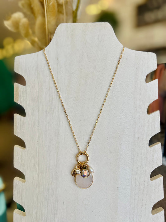 Blush Drop Charm Necklace