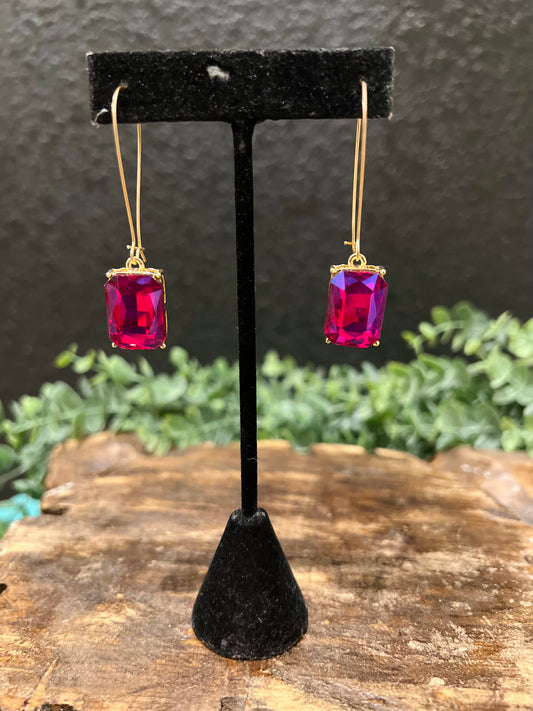 Fuchsia Gold Kidney Wire Earring