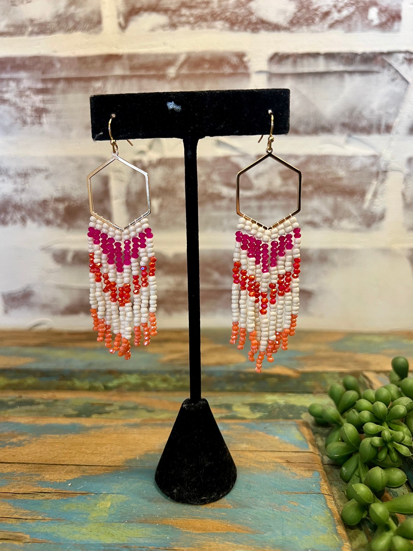 Hexagon Seed Bead Earrings