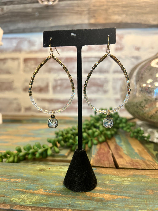 Gold & Crystal Teardrop Earrings