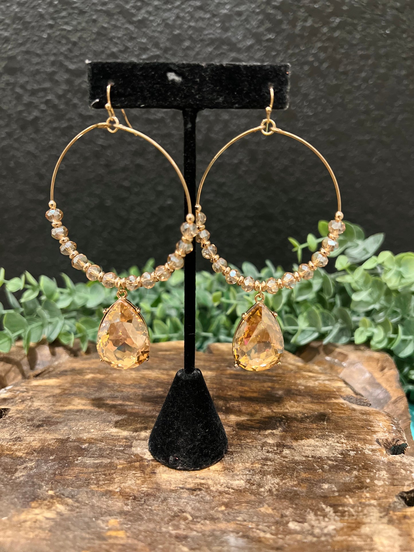 Large Gold Rhinestone Earring